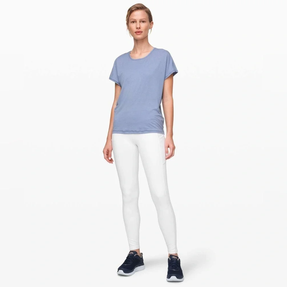 Lululemon Get Set Short Sleeve Open Back Key Hole Running Gym Workout Shirt
